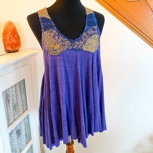 Free People Purple Embellished Flowy Tank